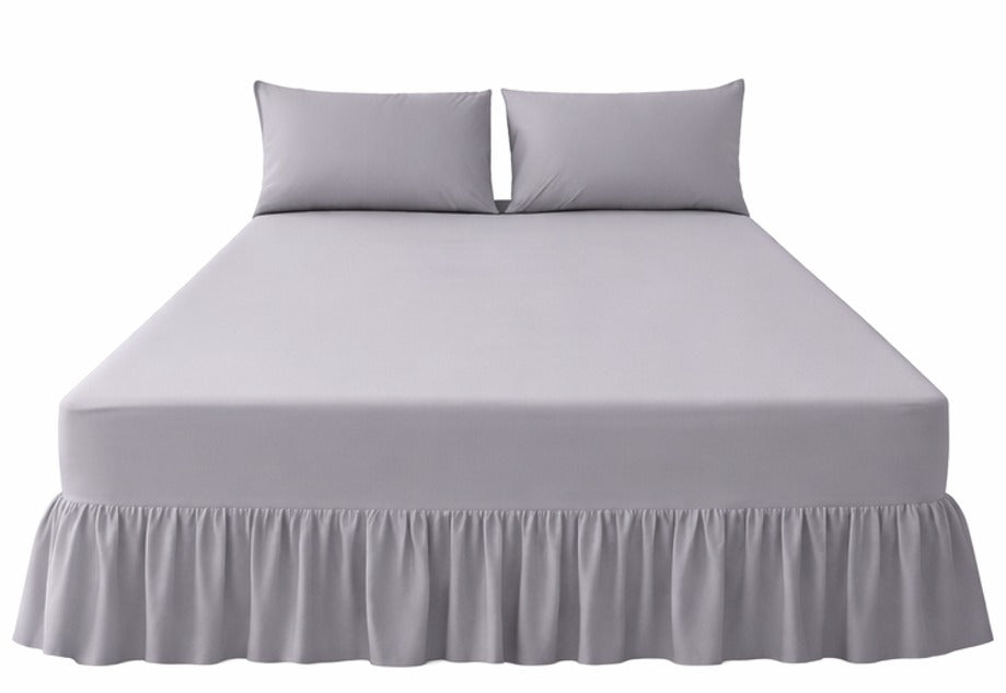 Combo Bed Sheet + Night Frill + 2Pk Pillowcases  - Grey