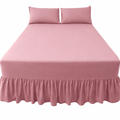 Combo Bed Sheet + Night Frill + 2Pk Pillowcases  - Dusty Pink