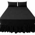 Combo Bed Sheet + Night Frill + 2Pk Pillowcases  - Black