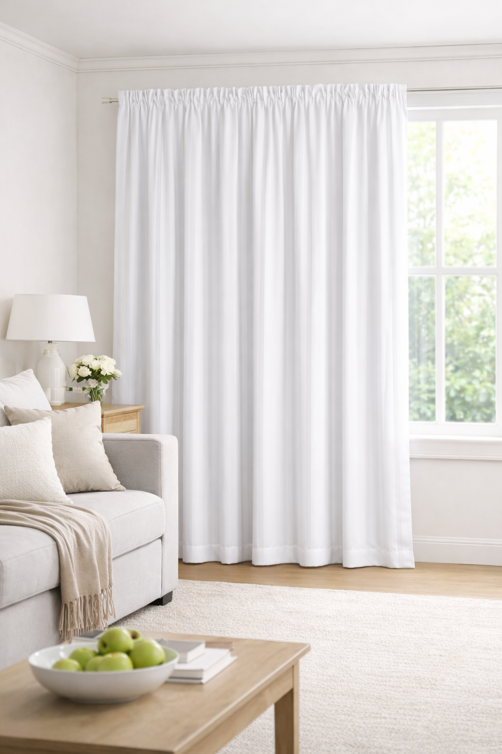 Taped Curtain - Camilla Stripe White