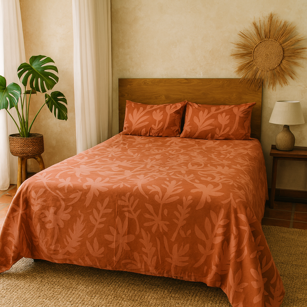 Polycotton Coastal Leaf (UVONGU LEAF ORANGE)