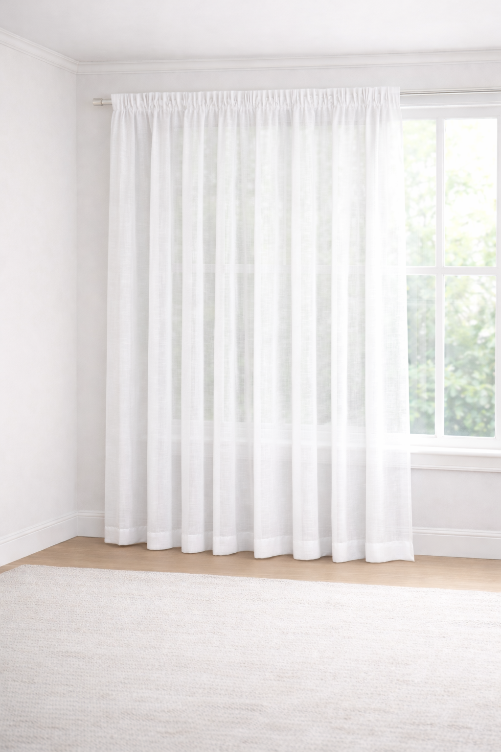 Taped Curtain - Muslin Sheer - White