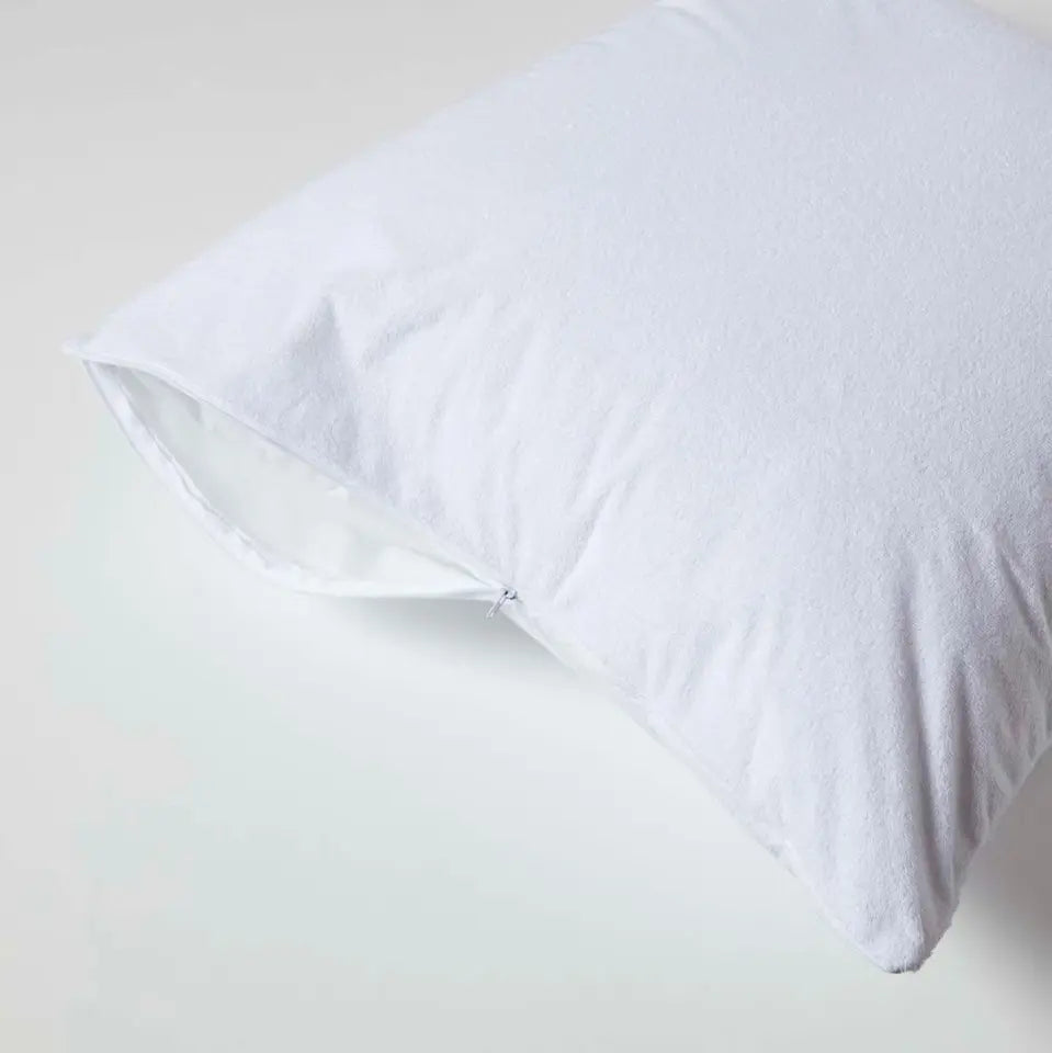 Waterproof toweling pillowcase protector  - White
