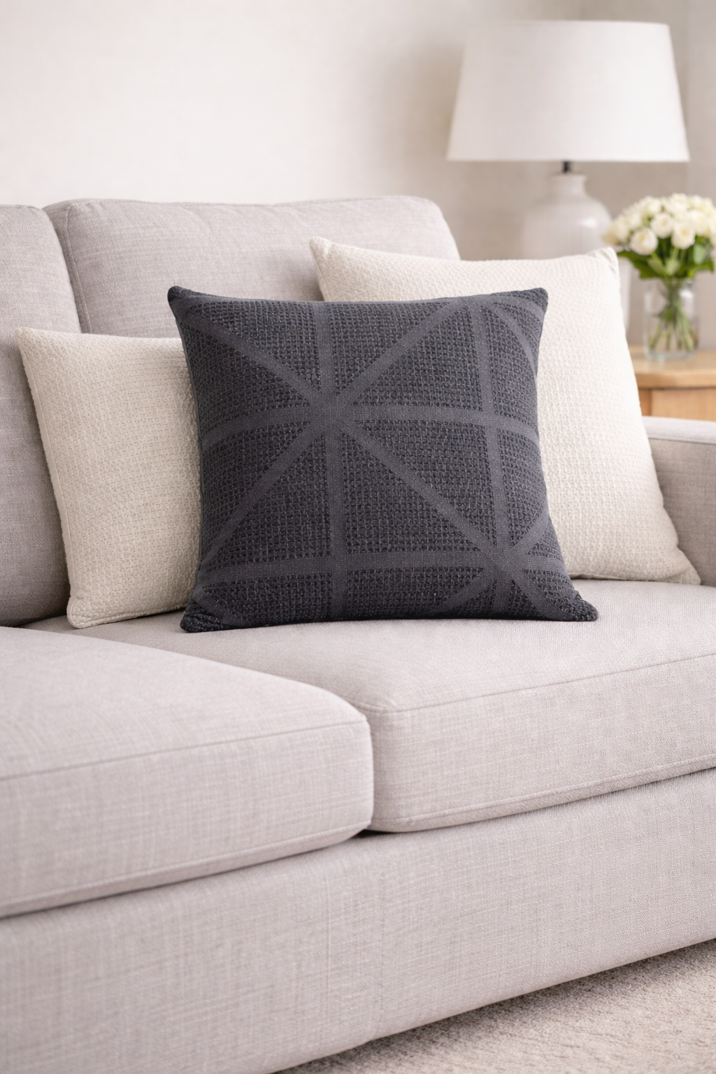 Waffle Square Scatter Cushion - Navy