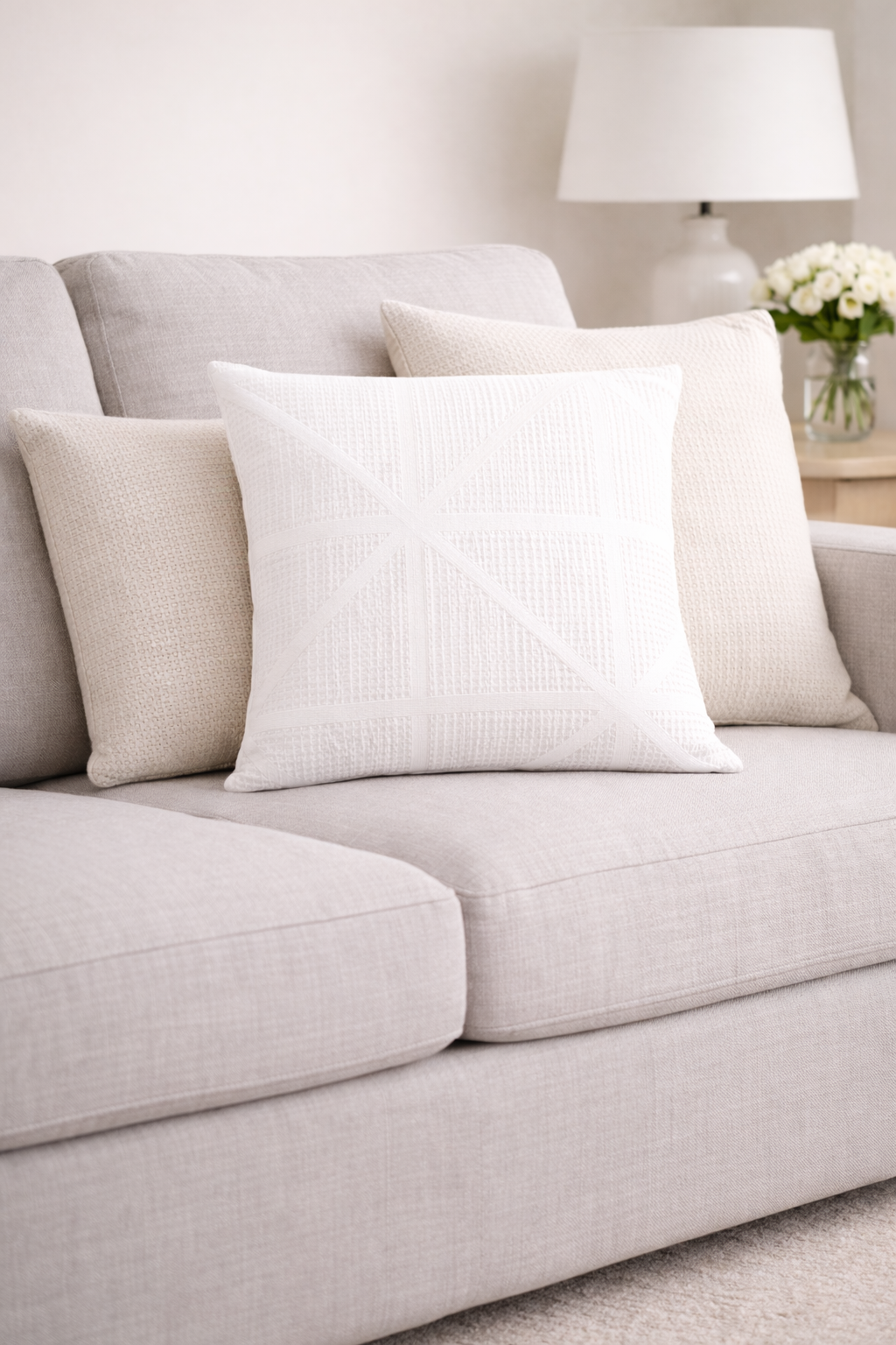 Waffle Square Scatter Cushion - White