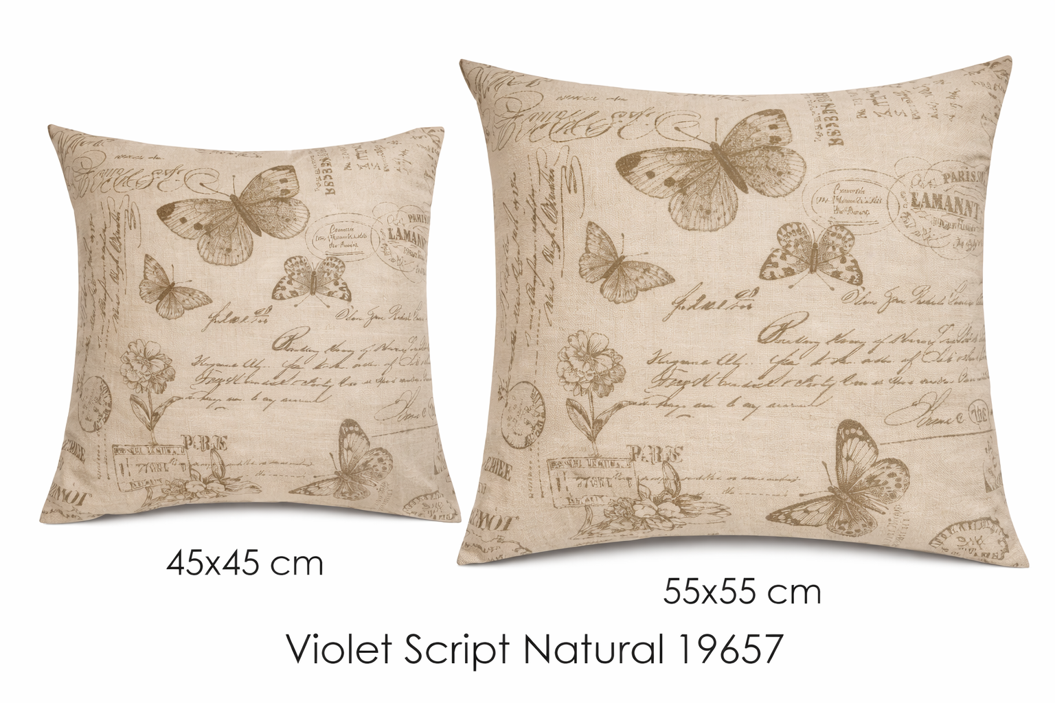 Printed Scatter Cushion - Violet Script Natural