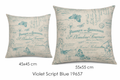 Printed Scatter Cushion - Violet Script Blue