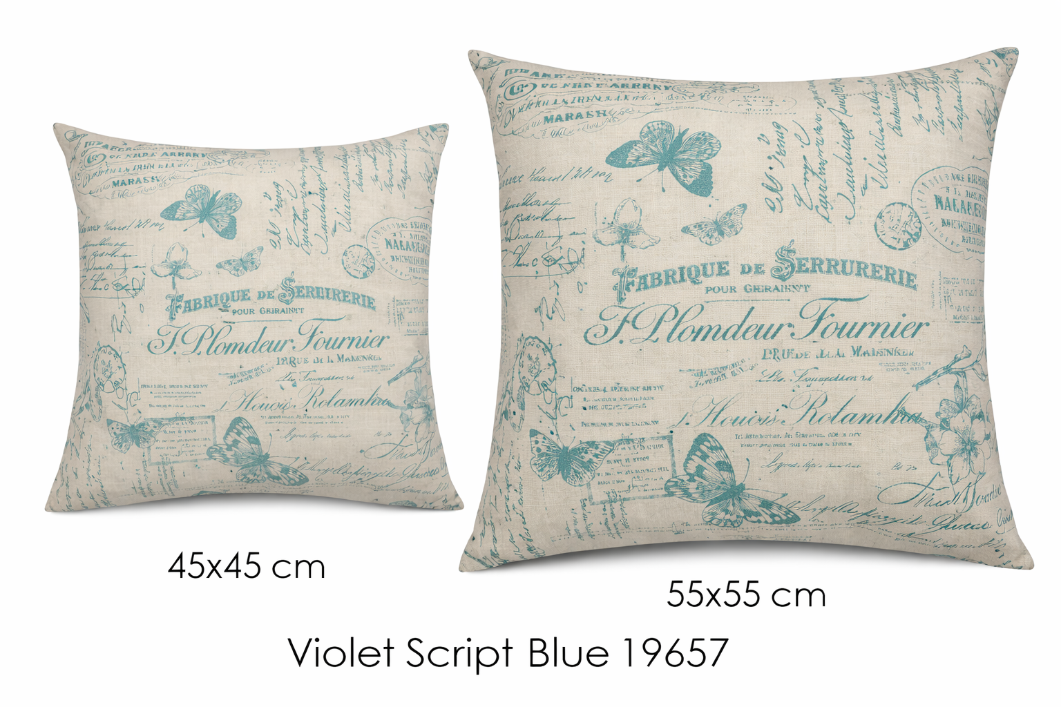 Printed Scatter Cushion - Violet Script Blue