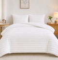 Tufted Stripe Duvet Cover - WHITE